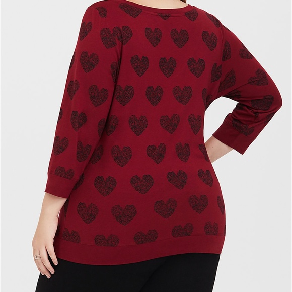 TORRID RED HEART LONG SLEEVE V-NECK TEE 3 - Picture 2 of 8